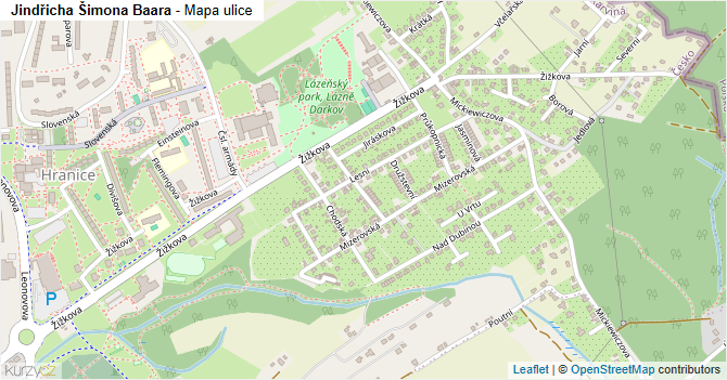 Jindřicha Šimona Baara - mapa ulice