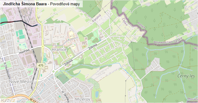 Jindřicha Šimona Baara - záplavové mapy stoleté vody