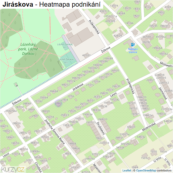 Mapa Jiráskova - Firmy v ulici.
