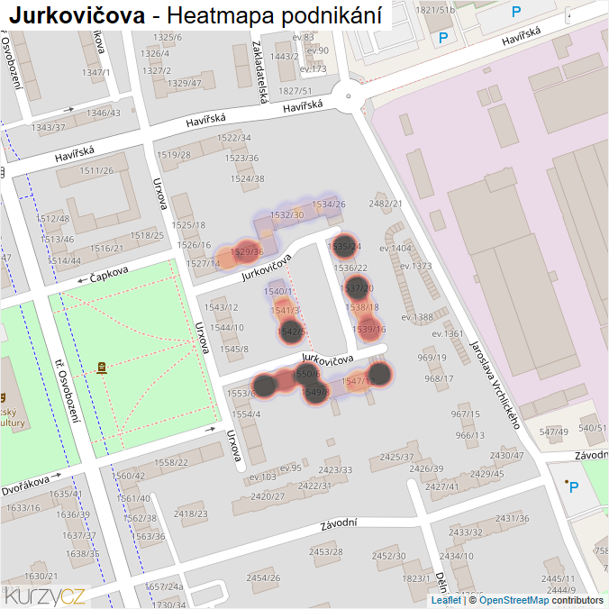 Mapa Jurkovičova - Firmy v ulici.