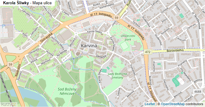 Karola Śliwky - mapa ulice