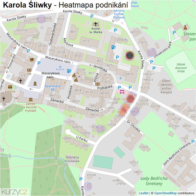 Mapa Karola Śliwky - Firmy v ulici.