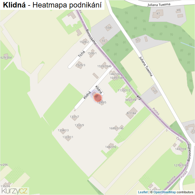 Mapa Klidná - Firmy v ulici.