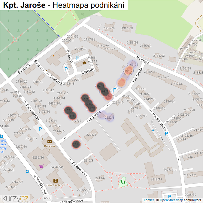 Mapa Kpt. Jaroše - Firmy v ulici.