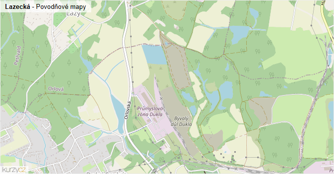 Lazecká - záplavové mapy stoleté vody