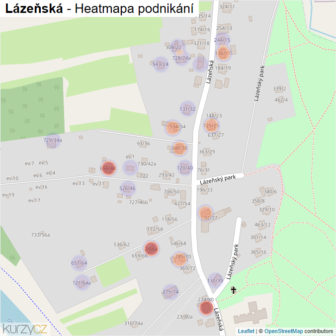Mapa Lázeňská - Firmy v ulici.