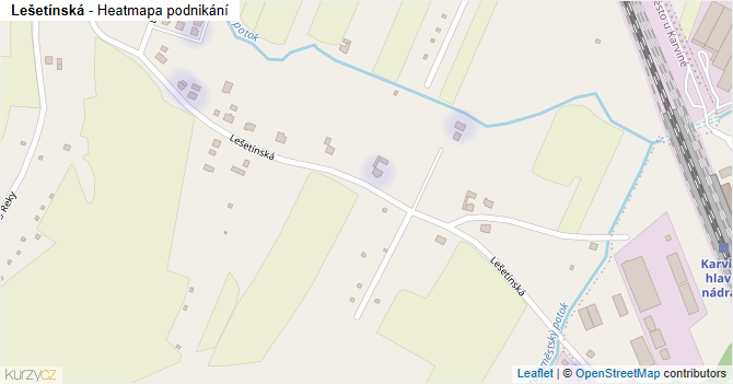 Lešetínská - mapa podnikání