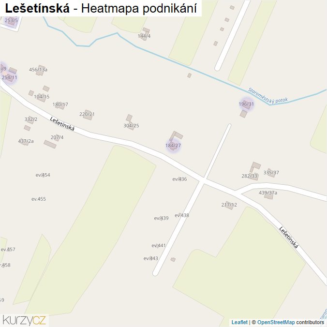 Mapa Lešetínská - Firmy v ulici.