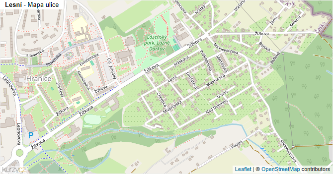 Lesní - mapa ulice