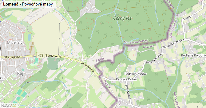 Lomená - záplavové mapy stoleté vody