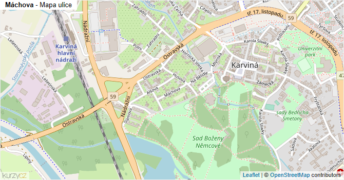 Máchova - mapa ulice