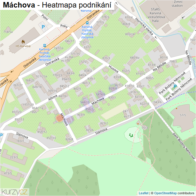 Mapa Máchova - Firmy v ulici.