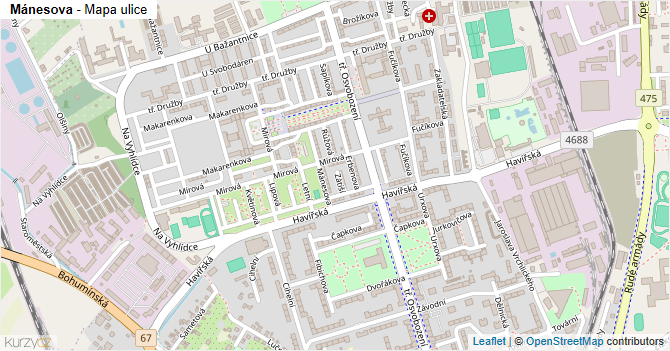 Mánesova - mapa ulice