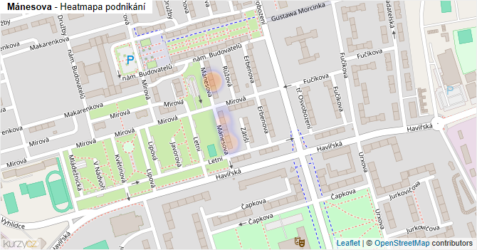Mánesova - mapa podnikání
