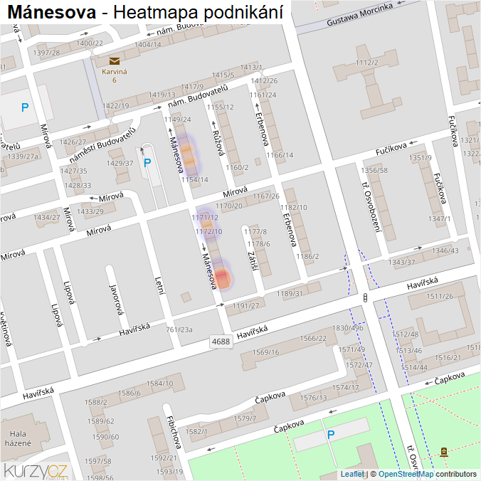 Mapa Mánesova - Firmy v ulici.