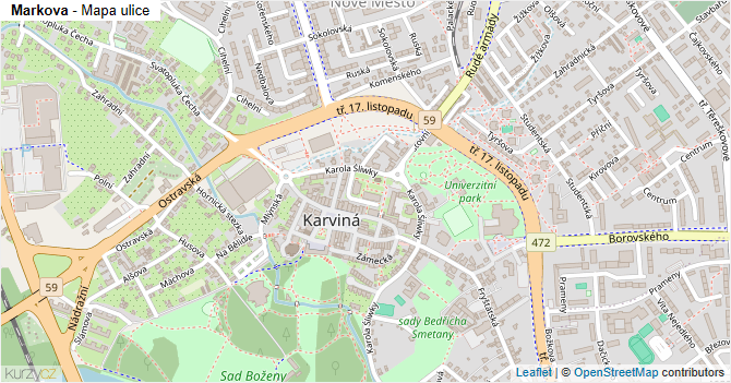 Markova - mapa ulice