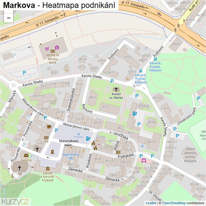 Mapa Markova - Firmy v ulici.