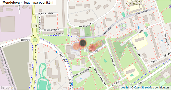Mendelova - mapa podnikání