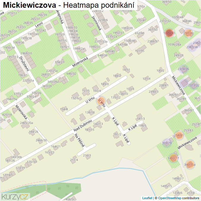 Mapa Mickiewiczova - Firmy v ulici.