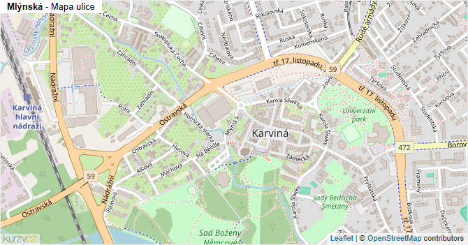 Mlýnská - mapa ulice