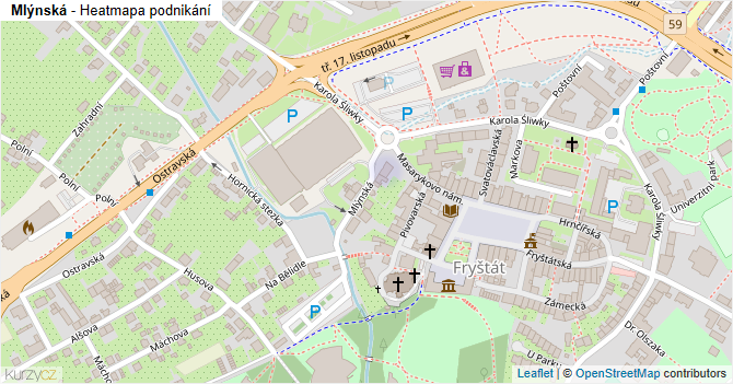 Mlýnská - mapa podnikání