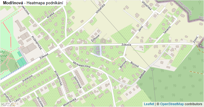 Modřínová - mapa podnikání