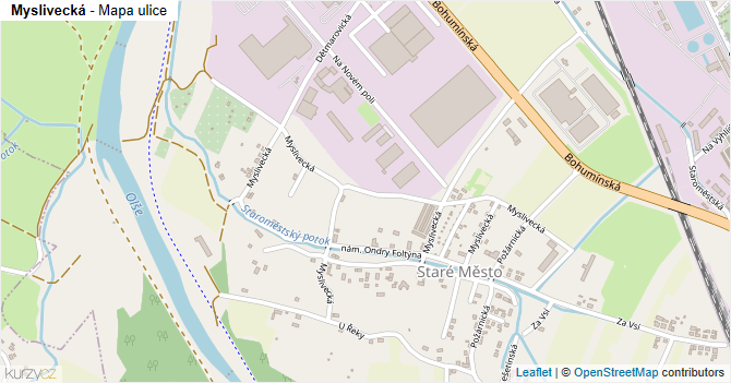 Myslivecká - mapa ulice