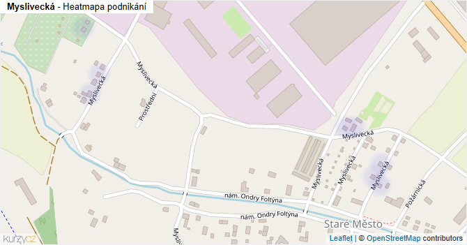 Myslivecká - mapa podnikání