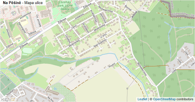 Na Pěšině - mapa ulice