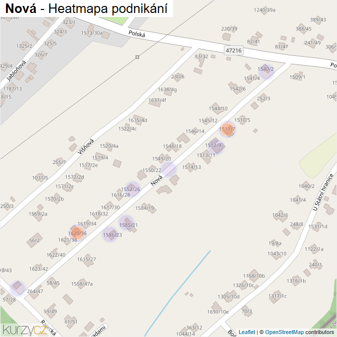 Mapa Nová - Firmy v ulici.