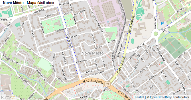Nové Město - mapa části obce