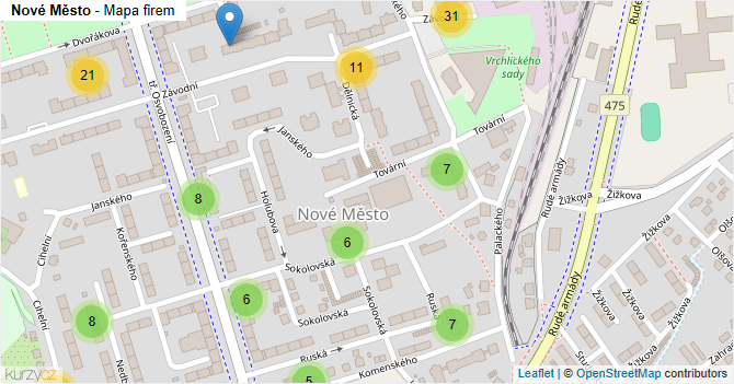 Nové Město - mapa firem