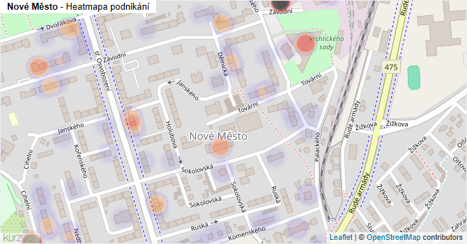 Nové Město - mapa podnikání