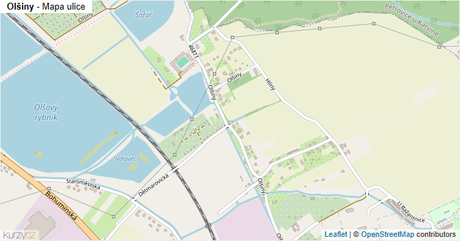 Olšiny - mapa ulice