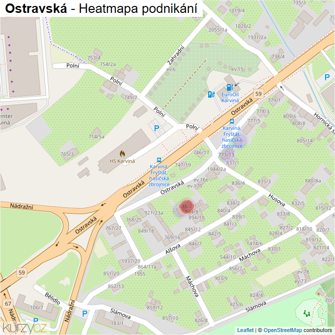 Mapa Ostravská - Firmy v ulici.
