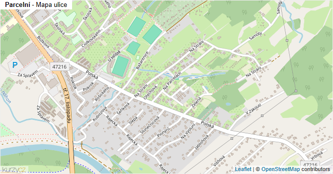 Parcelní - mapa ulice