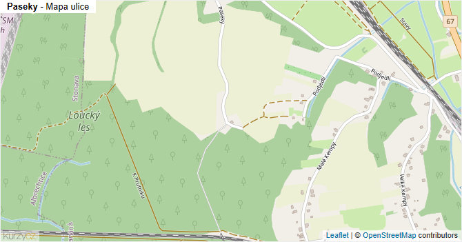 Paseky - mapa ulice