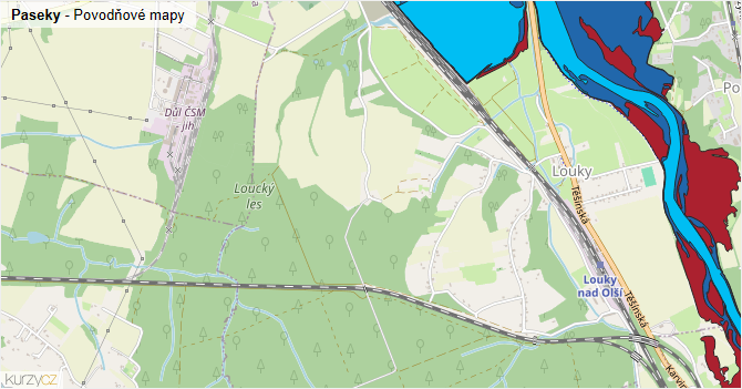 Paseky - záplavové mapy stoleté vody