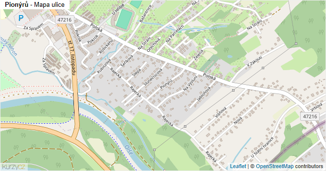 Pionýrů - mapa ulice