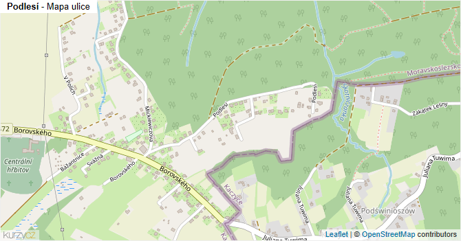 Podlesí - mapa ulice