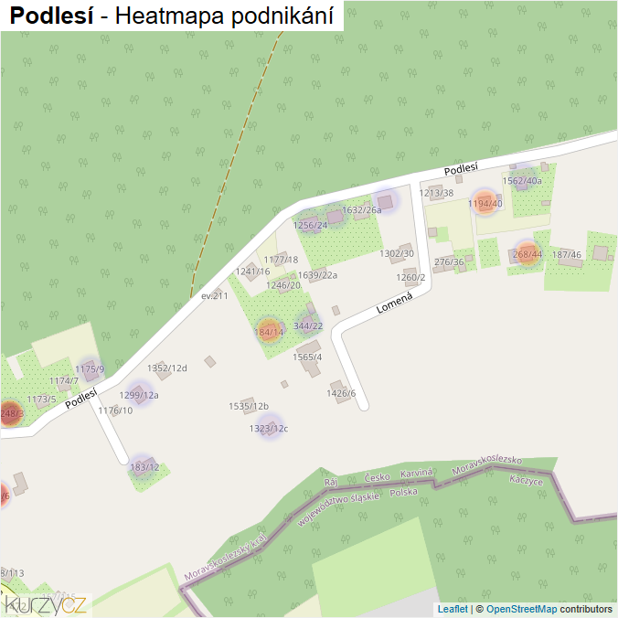 Mapa Podlesí - Firmy v ulici.