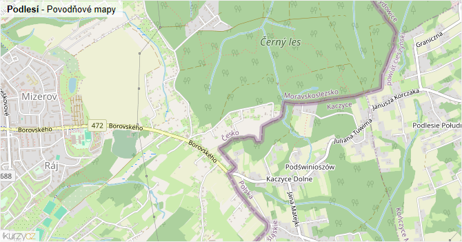 Podlesí - záplavové mapy stoleté vody