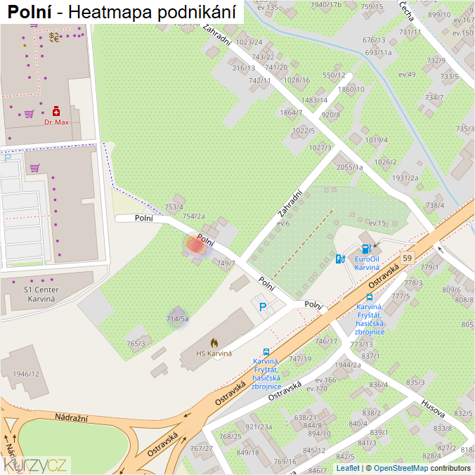 Mapa Polní - Firmy v ulici.