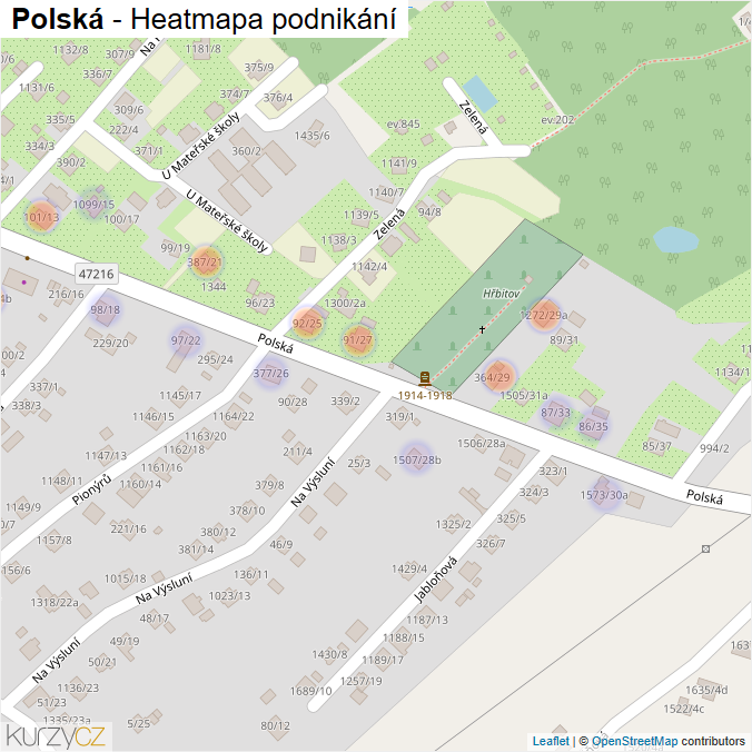 Mapa Polská - Firmy v ulici.
