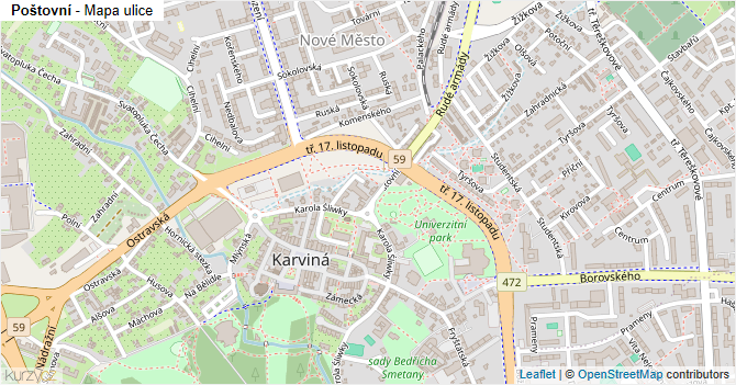 Poštovní - mapa ulice
