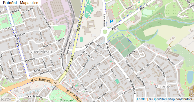 Potoční - mapa ulice