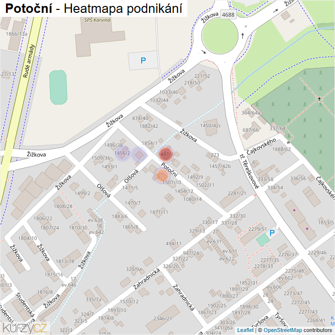 Mapa Potoční - Firmy v ulici.