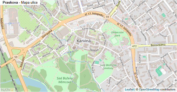 Praskova - mapa ulice