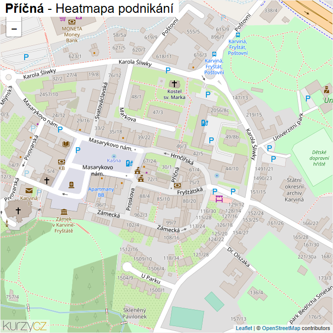 Mapa Příčná - Firmy v ulici.