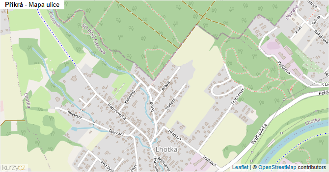 Příkrá - mapa ulice